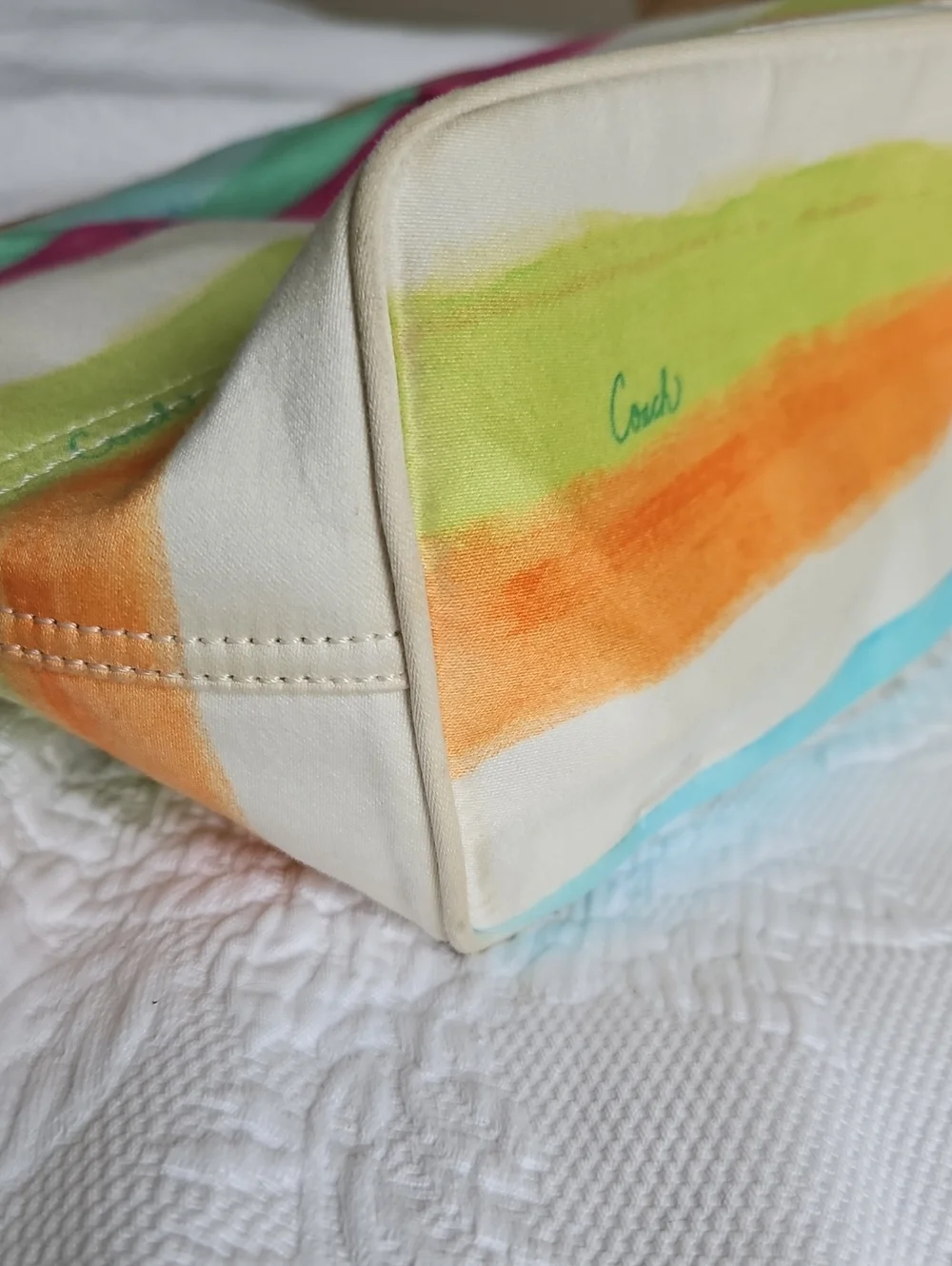 Coach Hamptons Large Hobo Watercolor Stripe Shoulder Bag